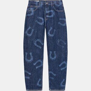 NWT High Waist Blue Jeans w/ Horseshoe Print, 12